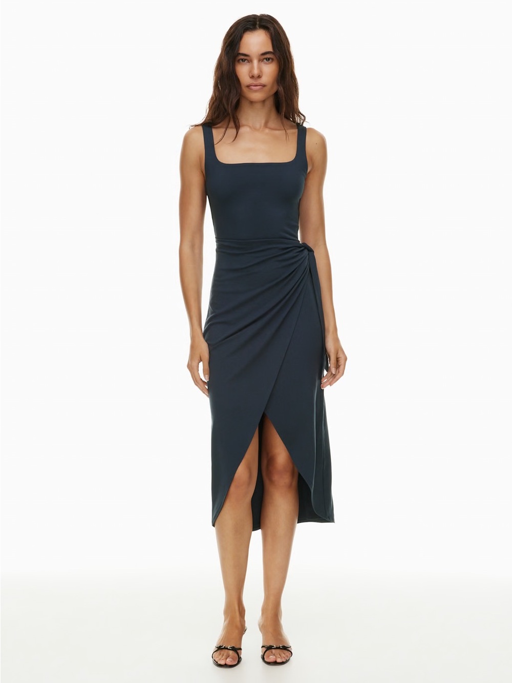 NWT Aritzia Saturn Wrap Midi Dress in Navy Blue